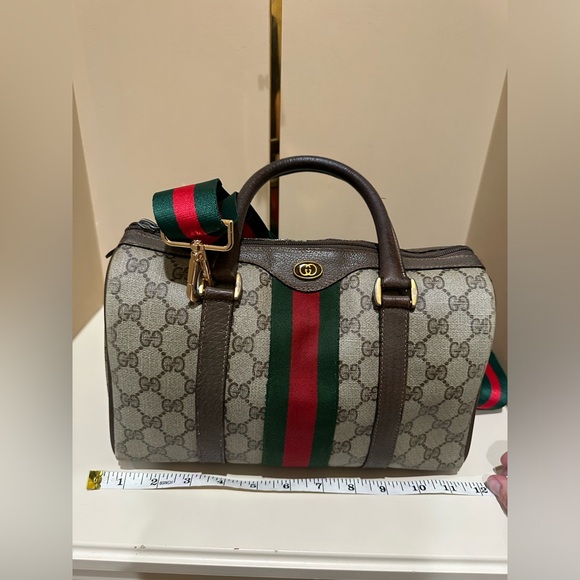Authentic GUCCI Monogram GG Web Sherry Line
Supreme Boston Bag - Picture 9 of 15